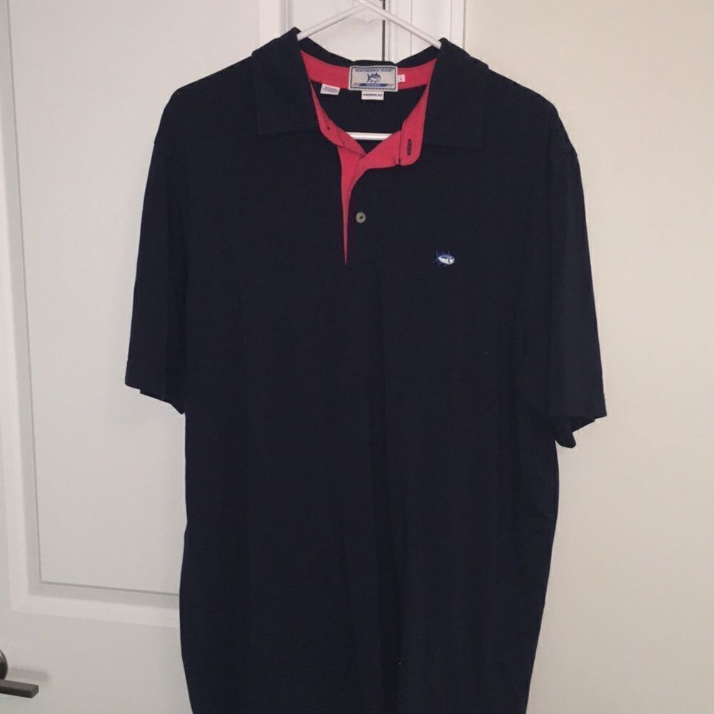 Wow! Southern Tide Sport Navy Blue Skipjack Tuna Polo Golf Shirt L Poly/elastine